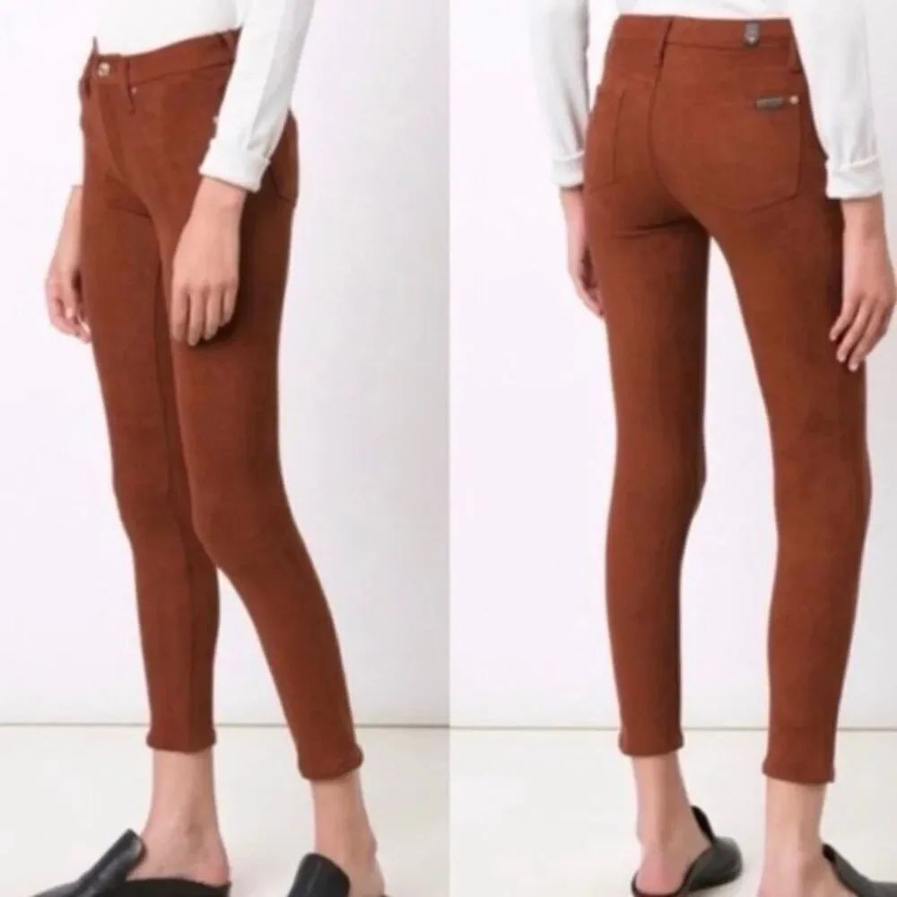 7 For All Mankind brown suede feel skinny crop pant 27